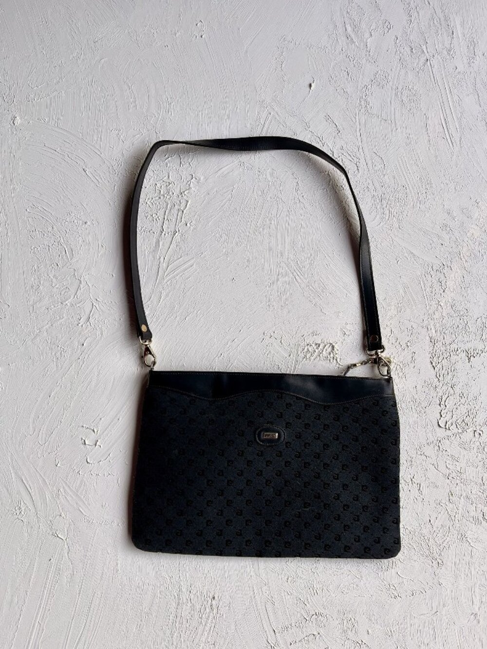 Pierre Cardin Monogram Black Clutch Shoulder Handbag Purse